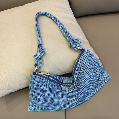 Hobo Shoulder Bag Handle Shining Rhinestone Evening Clutch Purse Crystal Handbag