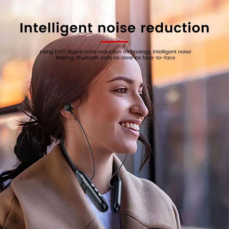Wireless Bluetooth 5.3 Neckband Headphones Mic Headset Stereo Earbuds Earphone