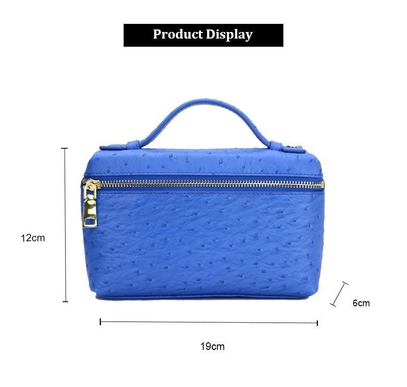 Handbag Ostrich Leather Portable Bag Small Square Clutch Bags Purse 19*12*6 CM