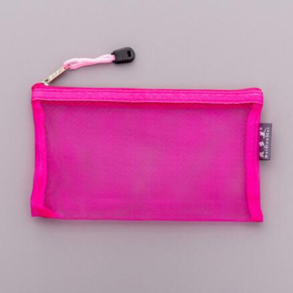 1Pc Transparent Grid Zipper Bag Pencil Case Storage Package 11*20CM PVC Cosmetic