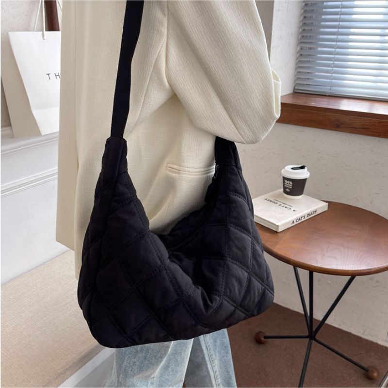 Nylon Padded Short Handle Totes Purse Big Handbags Soft Shoulder Bags Nylon 1 PC