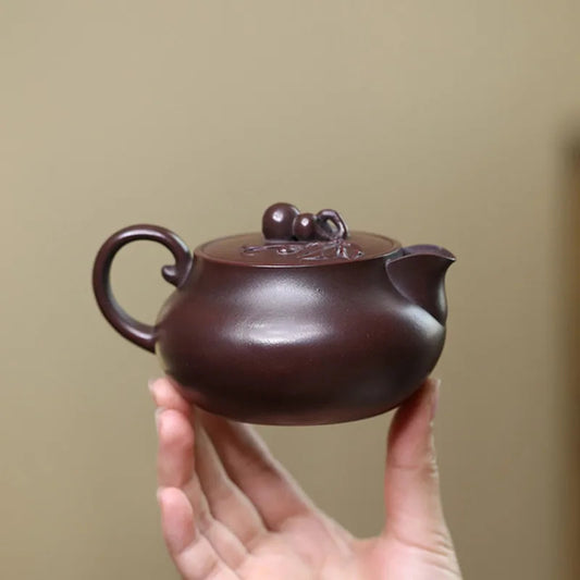 Chinese Yixing Teapot Hand-carved Gourd Pot Handmade Kettle Zisha Teaware 180ml