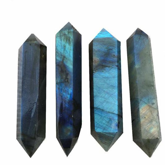 1pc Natural Labradorite Quartz Crystal Point Wand Reiki Healing Obelisk