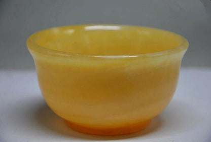 Exquisite Chinese Yellow Jade Handmade Carved Bowl