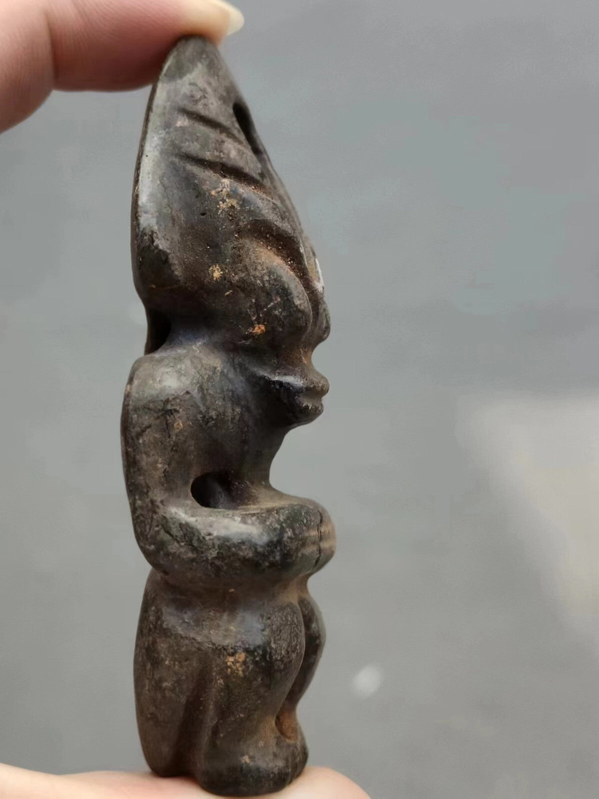 China Amulet Pendant Sun god Meteorite Hand carved Hongshan Culture