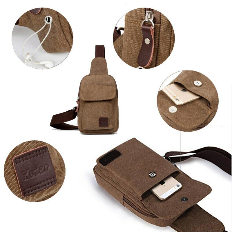 Men's Small Chest Sling Bag Travel Hiking Cross Body Messenger Shoulder Backpack
