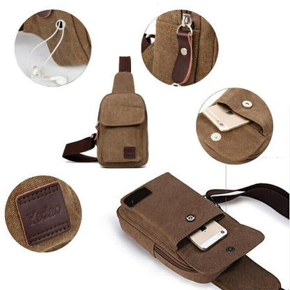 Men's Small Chest Sling Bag Travel Hiking Cross Body Messenger Shoulder Backpack