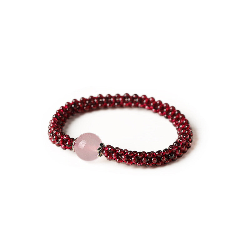 Rose Quartz Garnet Handmade Neutral Beads Healing Reiki Women's Bracelet 1X-