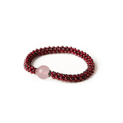 Rose Quartz Garnet Handmade Neutral Beads Healing Reiki Women's Bracelet 1X-