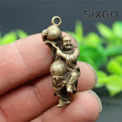 Chinese Pure Brass Maitreya Buddha Peach Pendant