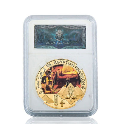 Commemorative Challenge Coins Egyptian Pharaoh Gold Plated Craft Souvenir 1.57in