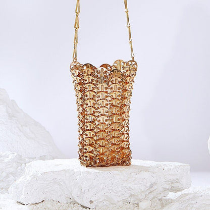 Luxury Bag Metal Sequins Chain Woven Bag Clutch Shoulder Handbag Bag 19*11*1 CM