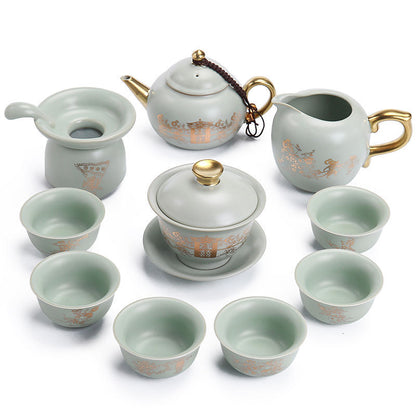 Boutique Ruyao Craft Tea Set Chinese Ceramic Tea Pot Matching Tea Cup Filter Net