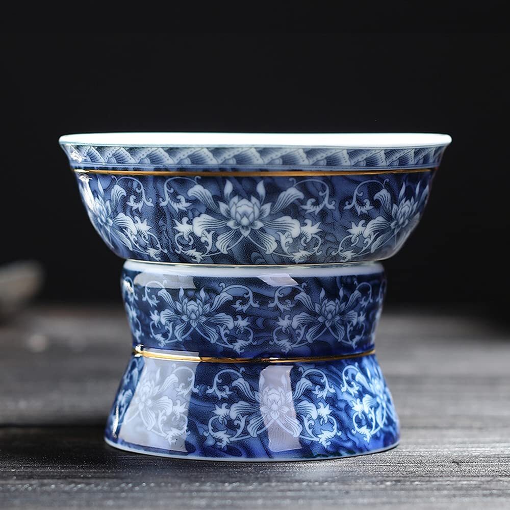 Chinese Traditions Blue Porcelain Filter Tea Strainer Kung Fu Tea Set