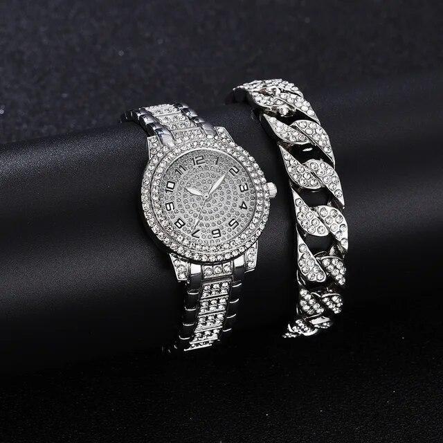 Reloj De Cuarzo Con Diamantes Para Mujer Pulsera Elegante Femenina De Marca Lujo