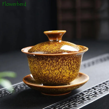 160ml Ceramic Kung Fu Tea Set Kiln Change Gaiwan Tea Bowl Tea Cup Home Tea Maker