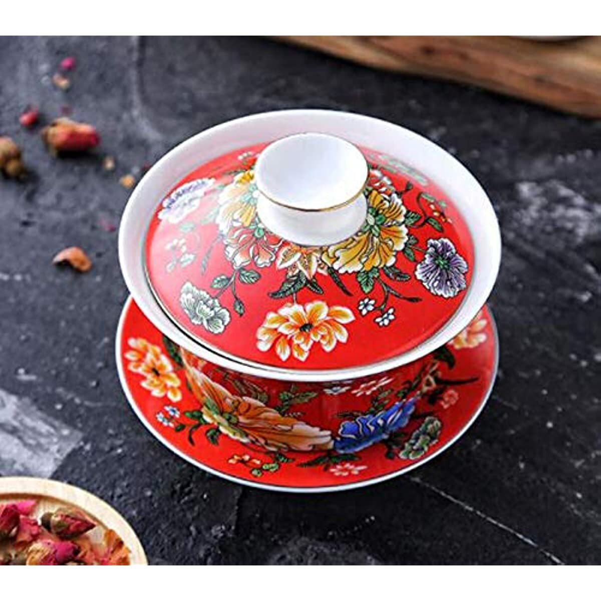 Kung Fu Tea Cup and Saucer with Lid Chinese Traditional Gaiwan Sancai Tea Bowl
