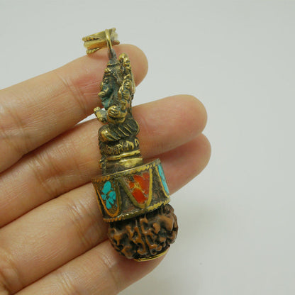 2.04"Copper Buddha Ethnic Style Pendant Nepalese Tantric Vajra Bodhi Pendant