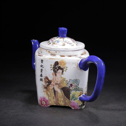 l-0Chinese Yixing Zisha Clay Handmade Exquisite Teapot （四大美女 底款：金鼎商标）