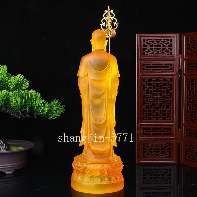 28cm Exquisitely Resin Ksitigarbha Bodhisattva Stand Buddha Statue Ornament