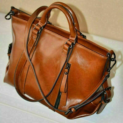 Women's Large Tote Shoulder Handbag Soft Leather Satchel Bag Hobo Purse Brown