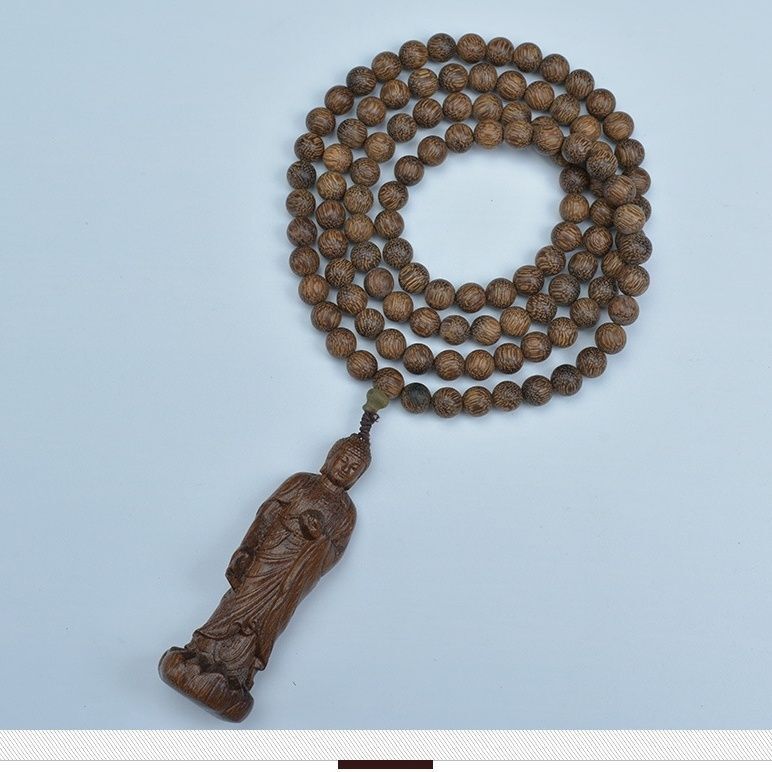 108 Beads Agarwood Bracelet White Kyara Mala Necklace Multi Layer Buddhist Gift