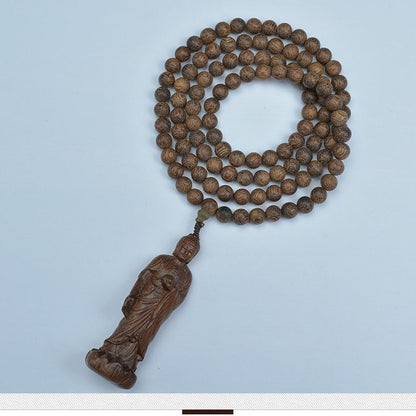 108 Beads Agarwood Bracelet White Kyara Mala Necklace Multi Layer Buddhist Gift