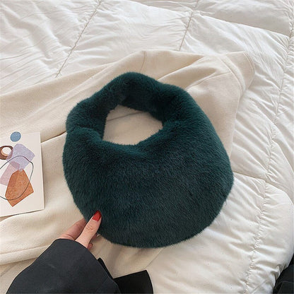 Fur Women's Bag Warm Plush Wrist Bags Women Handle Clutch Cute Ladies
