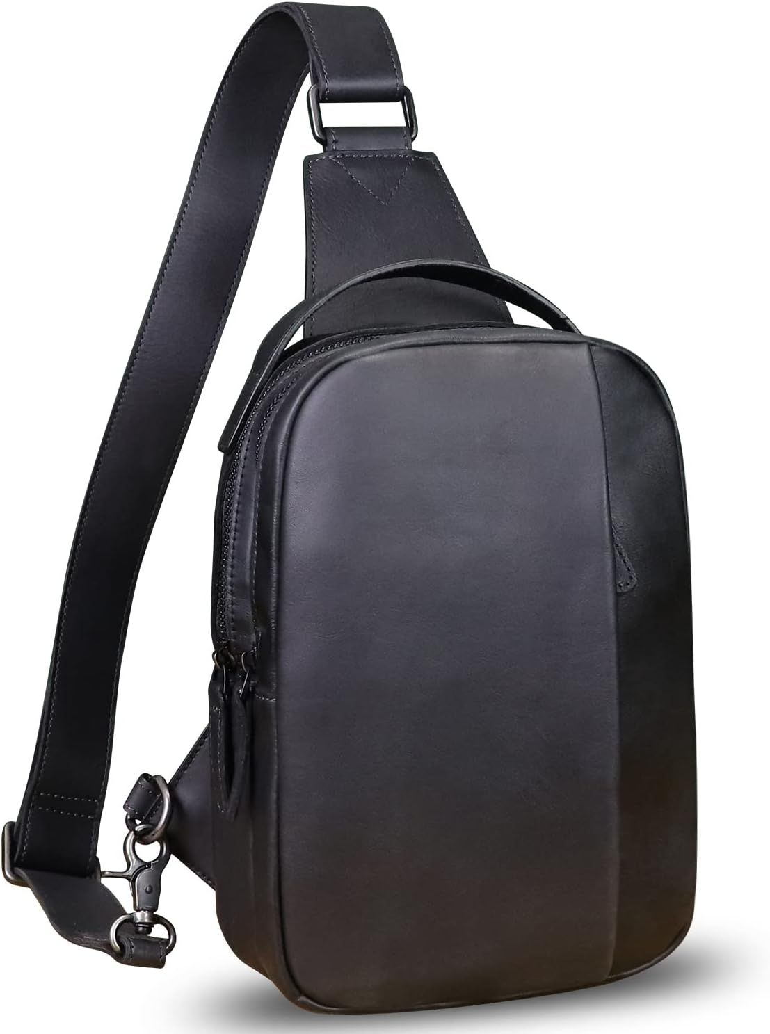 Genuine Leather Sling Bag Crossbody Purse Retro Handmade Hiking Daypack...