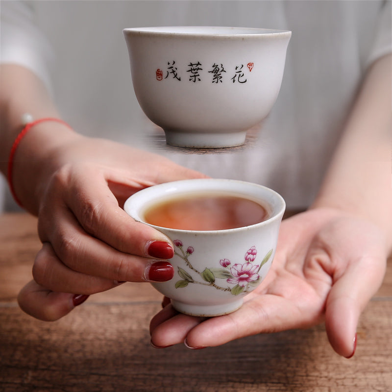 Antique Tea Cup Ruyao Kungfu Cup Of Tea Handpainted Master Cup Crackle Glaze New
