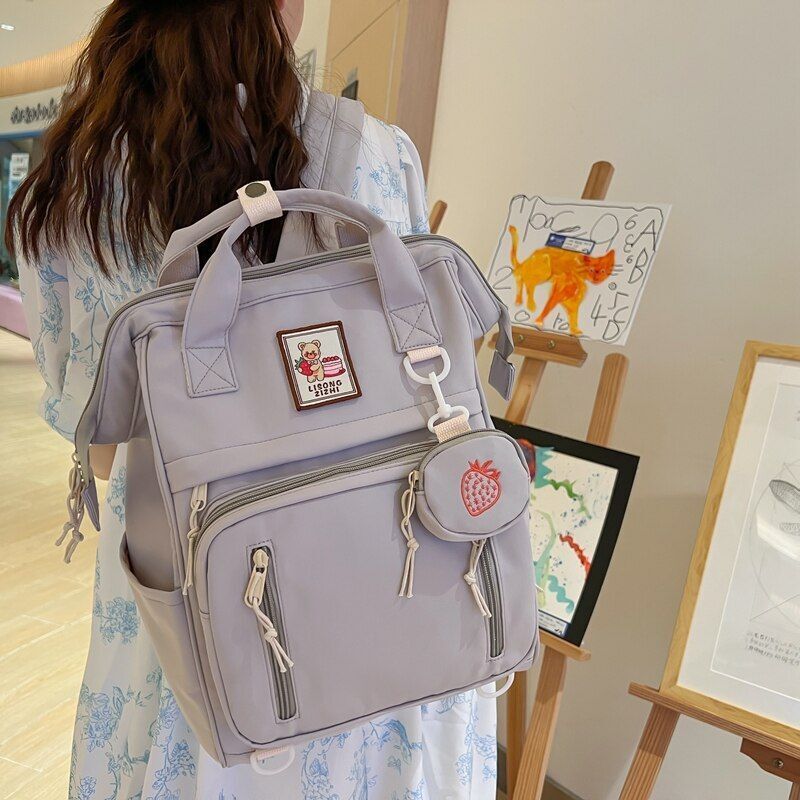 Multifunction Backpack Double Zipper School Bags Shoulder Laptop Bag 28*18*39 CM