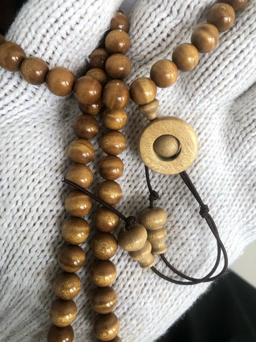 Gold Phoebe Nanmu 108 Beads Bracelet Water Grain 8mm Prayer Beads