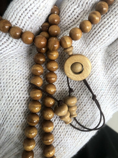 Gold Phoebe Nanmu 108 Beads Bracelet Water Grain 8mm Prayer Beads