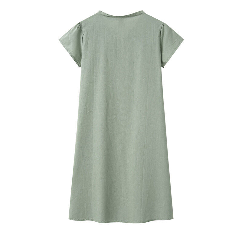 Womens T-Shirt Baggy Plus Size V-neck Ladies Short Sleeve Tops Dress Summer New