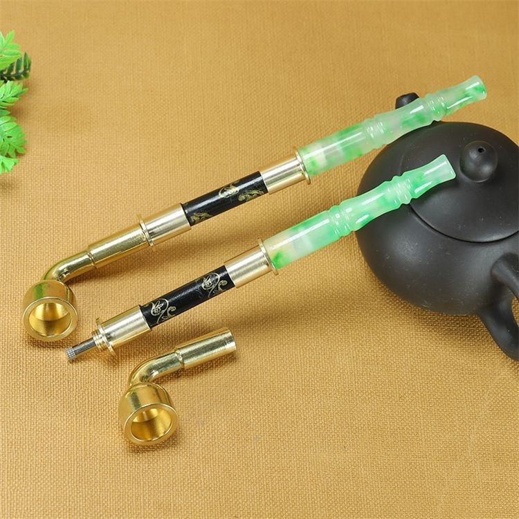 Natural Jade Bamboo Joint Pipe Mouthpiece Healthy Tobacco Pipe Filter Men Gift