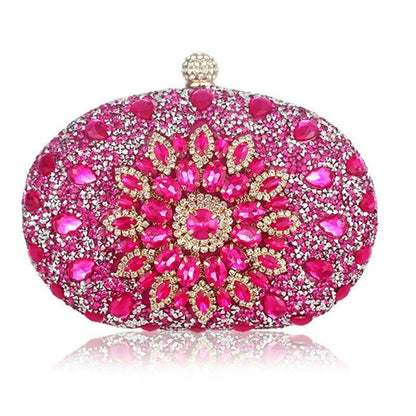 Silver Floral Crystal Clutch Bag Cell Phone Pocket Wallet Purse Handbag Nylon