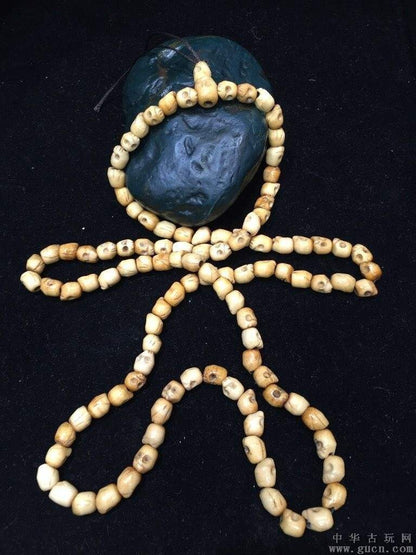 81cm32" 108 Bead Buddhism Tibetan Yak Bone Skull Meditation Prayer Mala Necklace