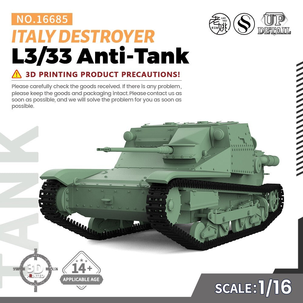 SSMODEL WOT SS16685 V1.9 1/16 Military Model Kit Italy L3/33 Anti-Tank Destroyer
