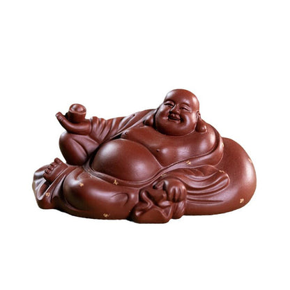5.3" Buddha Monk Figurine Ornament Yixing Purple Clay Tea Pet Handmade Sculpture