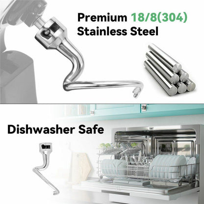 Metal Spiral Dough Hook KitchenAid Bowl Mixer Spiralizer Silver Stainless Steel