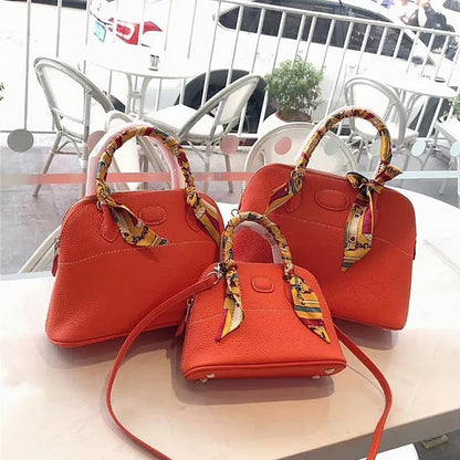 Bowling Handbag Genuine Leather Shell Purse Crossbody Shoulder Bags S/M/L Sizes