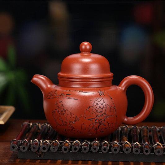 China Yixing Zisha Pottery Clovershrub Clay Handmade 200cc Subteen Teapot
