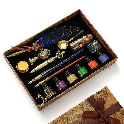 Wax Stamps Seal Feather Dip Quill Ink Gift Calligraphy Sealing Kits 2 3 Pen Sets
