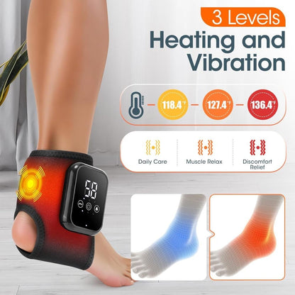 Electric Foot Ankle Massager Relieve Ankle Pain 3 Heat Levels, 3 Vibration Modes