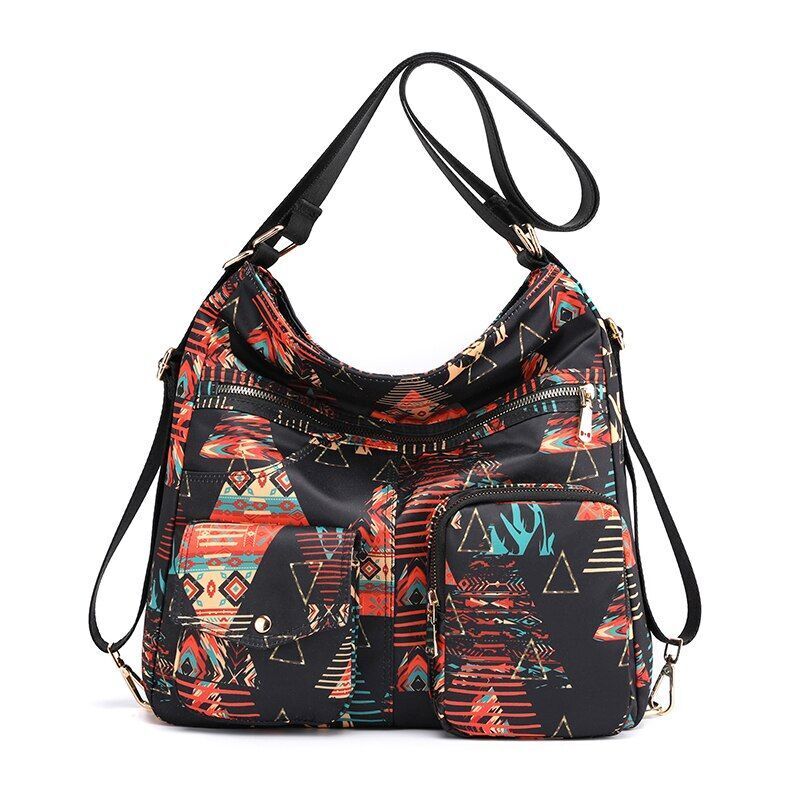Woman Nylon Laptop Backpack Multifunctional Floral Zipper Soft Traveling Bag 1PC