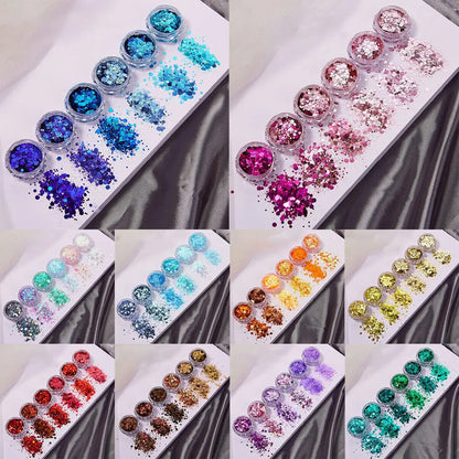 Nail Art 6Pcs Sequins Glitter Hexagon Flakes DIY Epoxy Silicone Mold Filling Kit