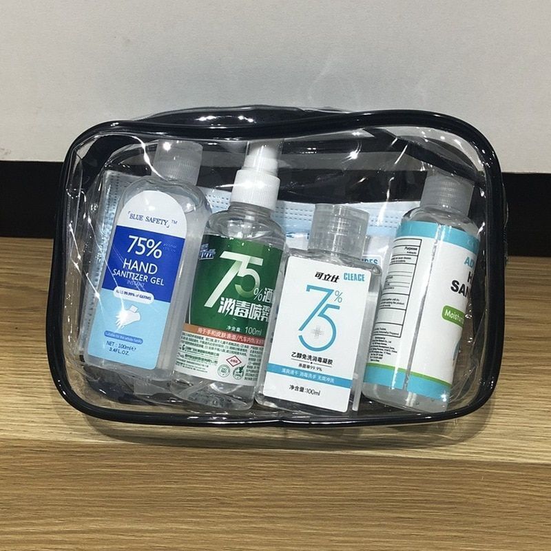 Cosmetic Bags Transparent Zipper Black Makeup Case Organizer Traveling Toiletry