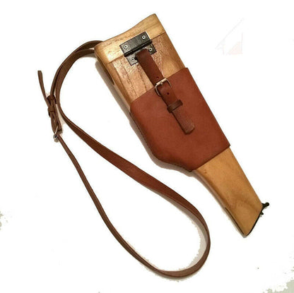 German C96 Broomhandle Mauser Holster with Diagonal Leather Shoulder Strap Stock