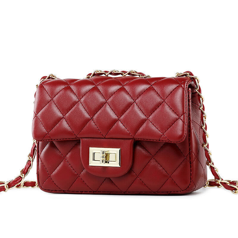Women's Ladies Diamond Pattern Plaid Leather Messenger Shoulder Bag Small Bags