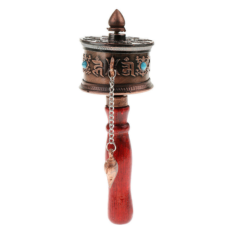 Traditional Buddhism Bronze Six-character Mantra Hand-cranked Prayer Wheel